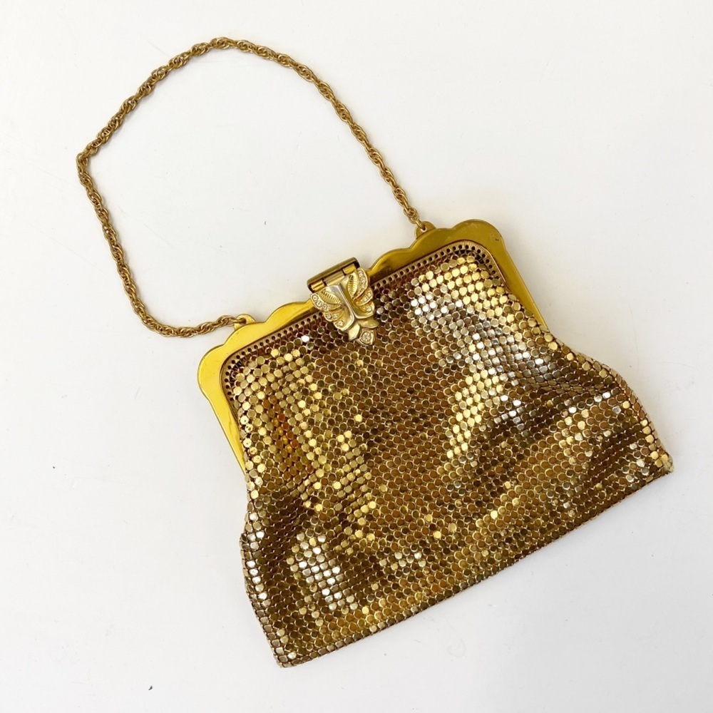 Vintage Whiting & Davis Co. || Gold Mesh Clutch Purse Mini Bag USA Made 1940s ?‎